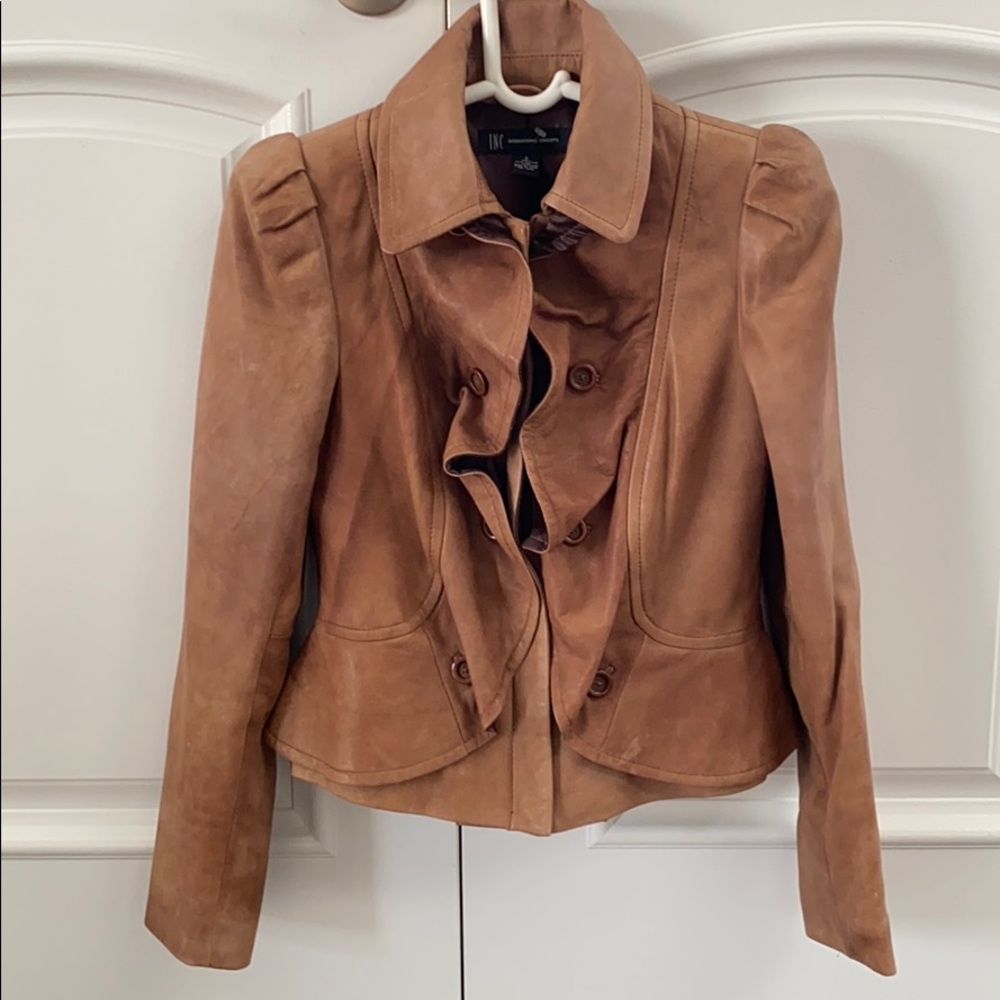 INC leather distressed jacket